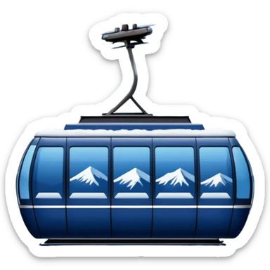 create a cablecar emoji in winter with the logo of Bergbahnen Adelboden Lenk. make it navy dark blue. no yellow. and add the words in white: Lenk  sticker