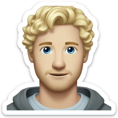 light curl blonde 30yo man blue eyed pale skin sticker