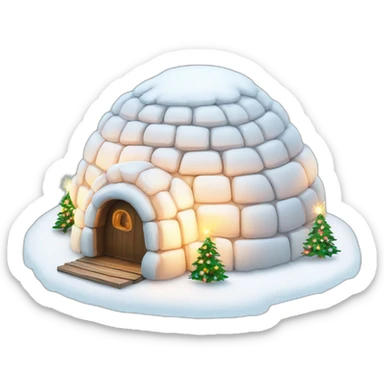 igloo celebration with lights white background sticker