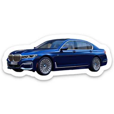 BMW 7 Series (2022) – cinematic-realistic BMW 7 Series emoji, its dark blue exterior gleaming under the city lights as it makes its way through bustling streets. The sophisticated interior whispers luxury as the vehicle drives with remarkable poise, embodying a perfect harmony between cutting-edge technology and comfort. sticker