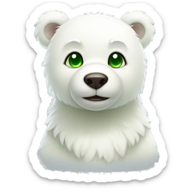 sweet cute white bear green eyes sticker