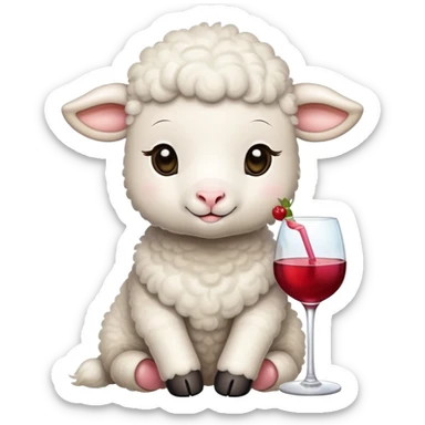 little lamb drinking wine and cocktail  sticker