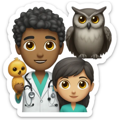 Boy-with-black-beard-doctor-with-owl sticker
