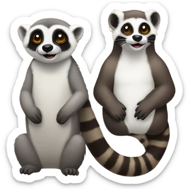 A lemur and an otter cute being friends sticker