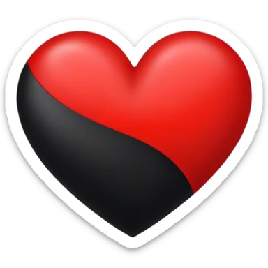 A heart half red half black sticker