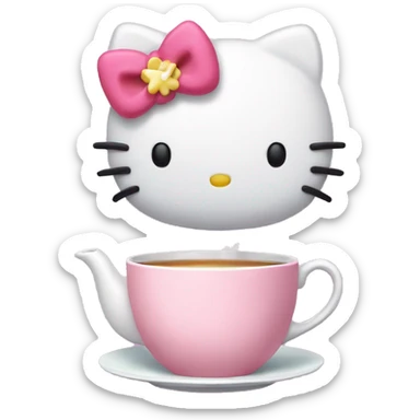hello kitty drinking tea sticker