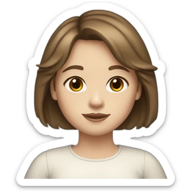 brown haired girl with curtain bangs, really light skin, blue eyes sticker