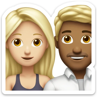 White blond boyfriend Ladung in Bad kuddling with white brunette girlfriend sticker