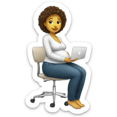 femme blanche enceinte assis a un bureau sticker