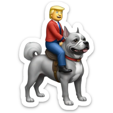 trump rides a grey french buldog sticker