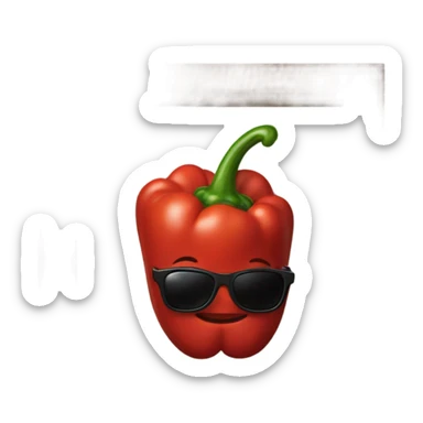 Red pepper with Mantel and sunglasses and necklace sticker