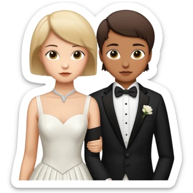 due ragazze che si sposano,una ha i capelli corti r lo smoking e l'altra ha il vestito bianco da sposa  sticker