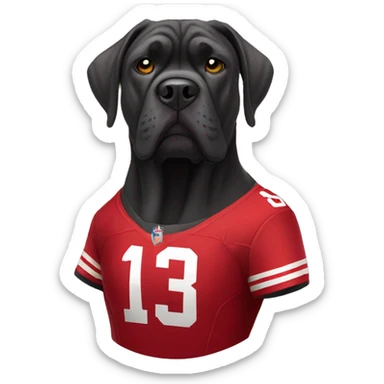 cane corso with a 49ers jersey sticker