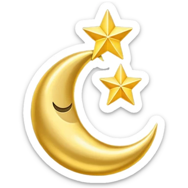 Star and Crescent emoji with black background and no face only star and crescent. sticker