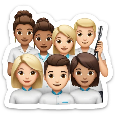 professional salon team with different hairstylists sticker
