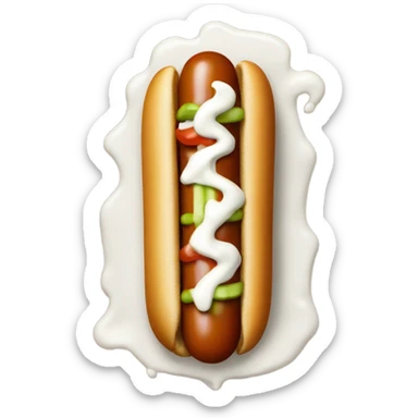 A hotdog with ranch on it  sticker