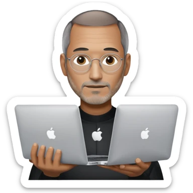 macbook with Steve Jobs sticker