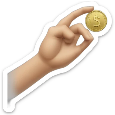 hand throwing a coin sticker