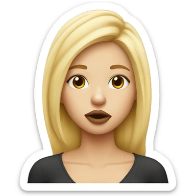 Blonde girl puckering lips sticker