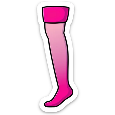 Cute minimalist girl silhouette in bright pink gradient, transparent glass style, with stockings sticker