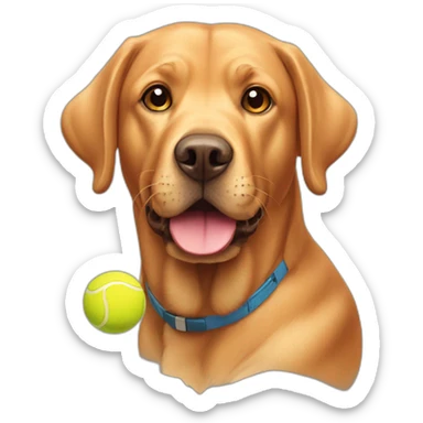 Red labrador with holding a tennis ball sticker