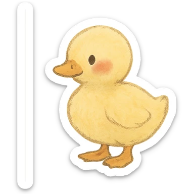 tiny duckling silhouette, Japanese pastel hand-drawn style, full object, with blushing cheeks sticker