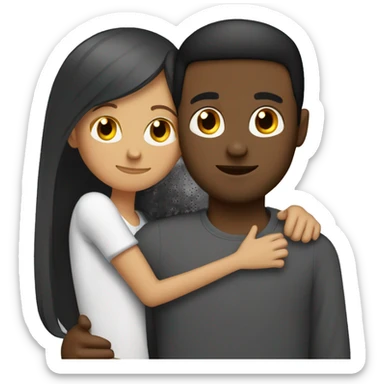 Somali guy with Spanish girlfriend with straight hair hugging  sticker