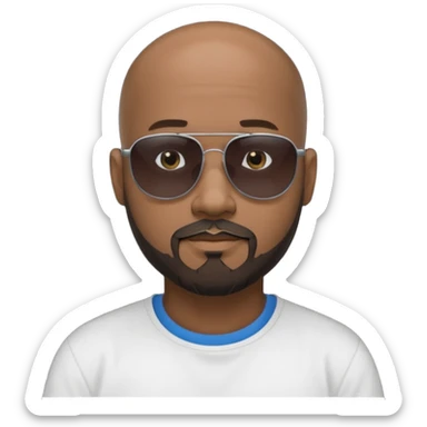 Bald male, black sunglasses, goatee beard, realistic portrait sticker