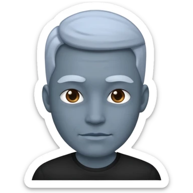 blue grey skin man, wear black shirt sticker