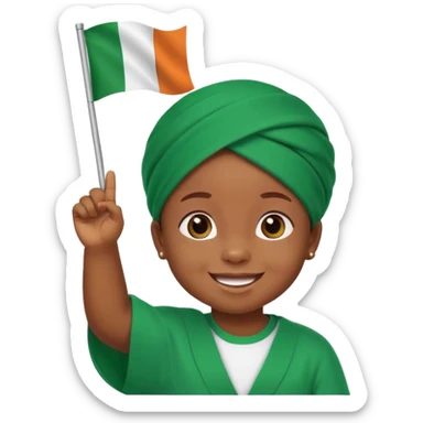 A cute Nigerian baby waving the Nigeria flag, smiling happily, colorful festive background, bright and cheerful atmosphere. sticker