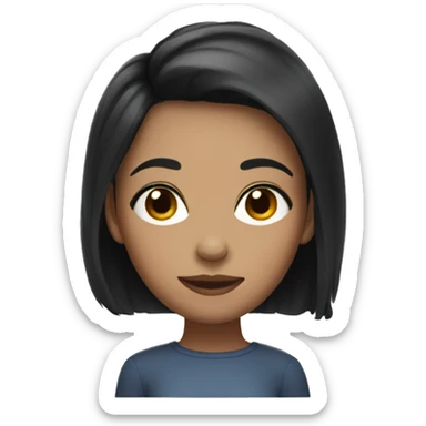 girl with short black hair, light brunette sticker