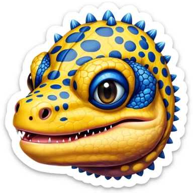  Gila Monster Face Big Chin yellow with blue spots sticker