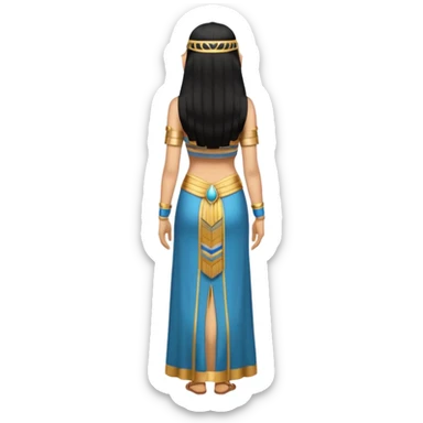 fullbody Cleopatra back view with long black hair sticker