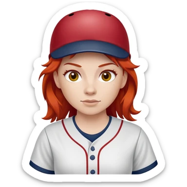 Softball player with red hair sticker