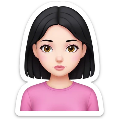 pretty girl black hair sitting down pink clothes sticker