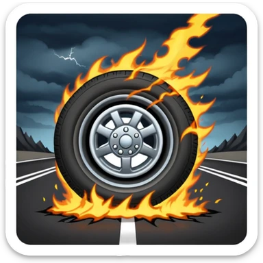 flat semi tire getting struck by lightning on the highway sticker