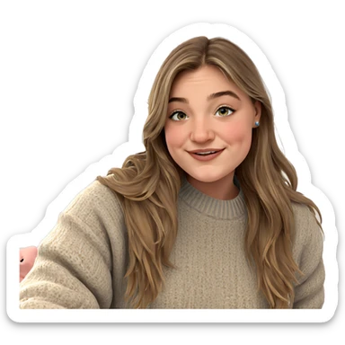 smiling girl in cozy sweater sticker