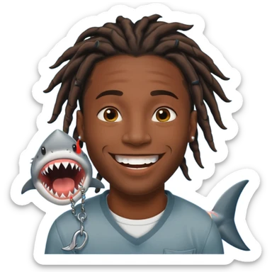 Dark skin black male with locs and shark bite piercings sticker