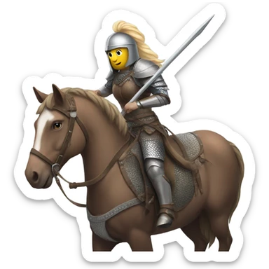 Woman in nordic armor riding a horse, wielding a spear  sticker