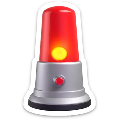 3D render of a red emergency siren light with a bright glow on top of a silver base, in Pixar-style, soft shadows, isolated on white background, professional but playful look

 sticker