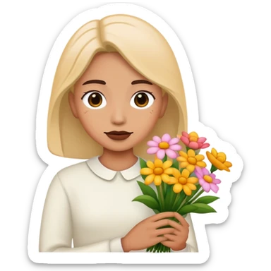 emoji amoureux qui tient des fleurs  sticker