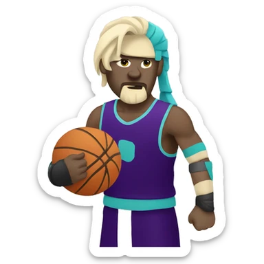 Pale Gladiator playing basketball wearing black Aqua purple sticker