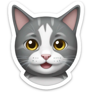 Grey tuxedo cat playing sticker
