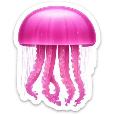 Pink long jellyfish with glitter  sticker