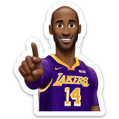 Kobe Bryant points his finger up in warning sticker