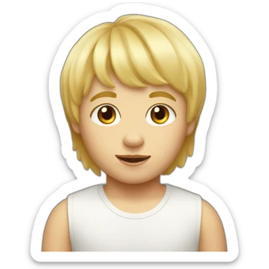 Toddler boy with short fringe and blonde mullet hairstyle sticker
