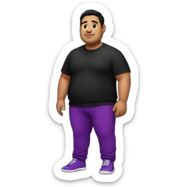 Fat latino Guy with red pants and purple shoes and black shirt sticker