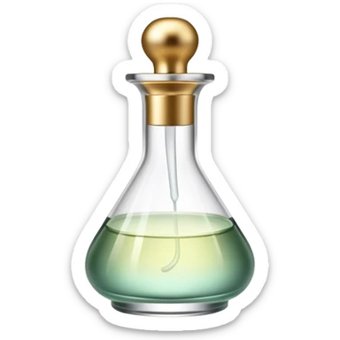 Perfume making icon, perfume bottle with elegant design, glass vial, fragrant mist, essential oils, dropper, minimalistic style, clean lines, transparent background. sticker