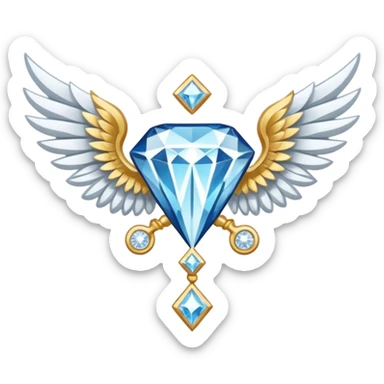 holy diamond emblem with white wings and diamond in the middle sticker