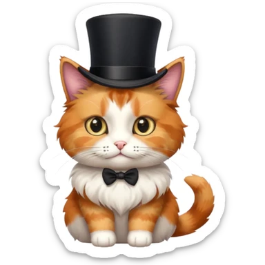 fluffy cat with a top hat sticker
